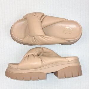 Ash Shilo Nude Knotted Lug Sole Open Toe Mule Sandals